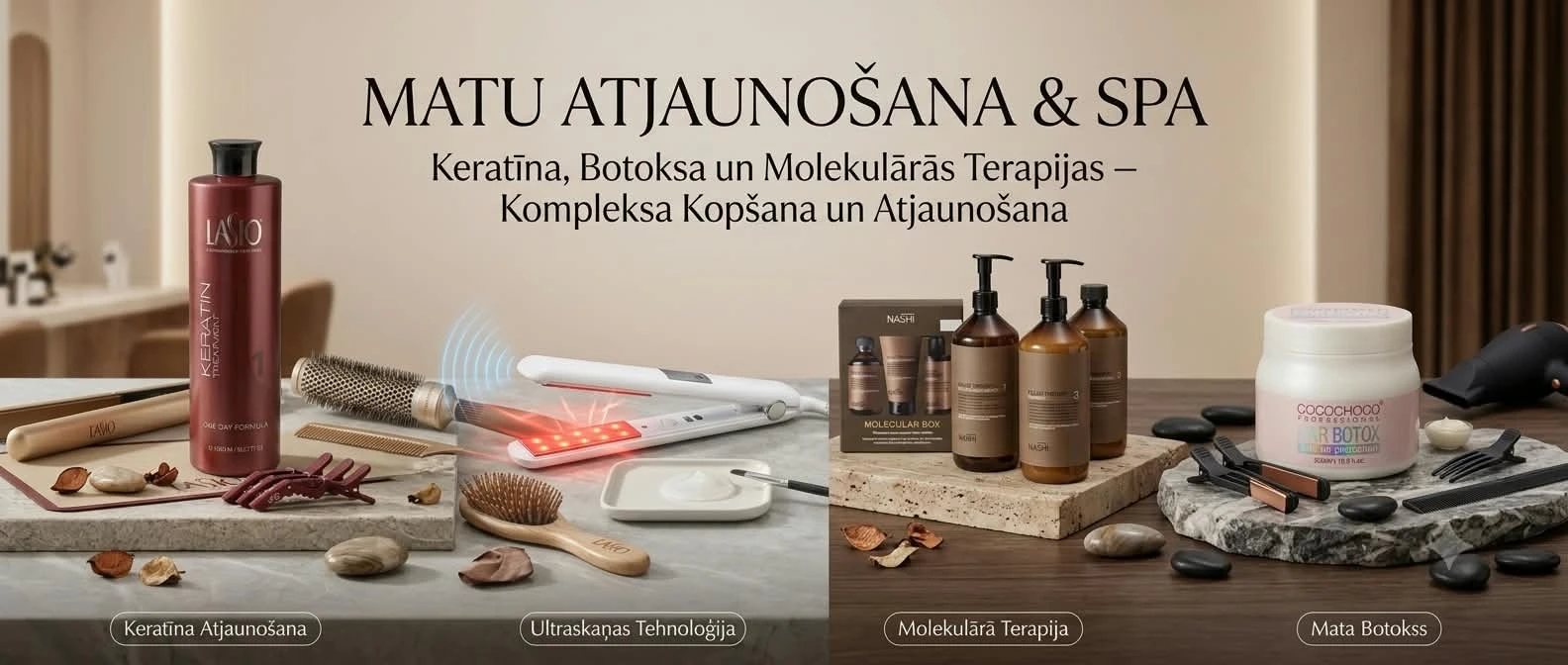Matu atjaunošana un SPA salonā Milēdia: keratīna atjaunošana, ultraskaņas tehnoloģija, molekulārā terapija un matu botokss